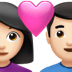 👩🏻‍❤️‍👨🏻 couple with heart: woman, man, light skin tone display on Apple